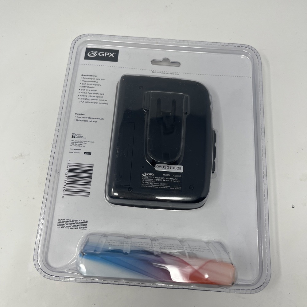 GPX cassette player recorder radio stereo am/fm CAS335B belt clip New Sealed - Picture 5 of 5